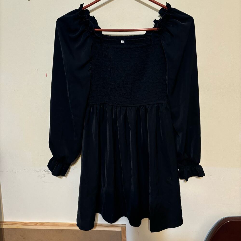 Adorable Girls Black Dress - Tween Dressy Dress, Puffy sleeves,- Size 10